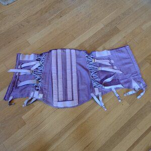 Purple Vintage Fan-Laced Camp Corset, Retro 50s-60s